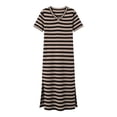 thumbnail image 6 of ClodeEU Women's Striped V Neck Short Sleeve Side Split Midi Dress,Soft Knit Casual Summer Dress White,Women's Plus XXXL, 6 of 6