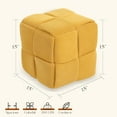 thumbnail image 2 of Ottoman Foot Rest Soft and Comfortable Ottoman Square Corduroy Woven Design Sofa Stool (Yellow), 2 of 12