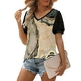 thumbnail image 6 of Giftesty Womens Summer Tops V Neck T Shirts Dot Puff Sleeve Tops, 6 of 8