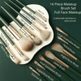 thumbnail image 2 of Pozyie BK Makeup Brush Set, Premium Synthetic 14 Pcs Makeup Brushes with powder puffs, Travel Makeup Brush Set for Foundation, Concealer, Blush and Eyeshadow Brush，Green, 2 of 7