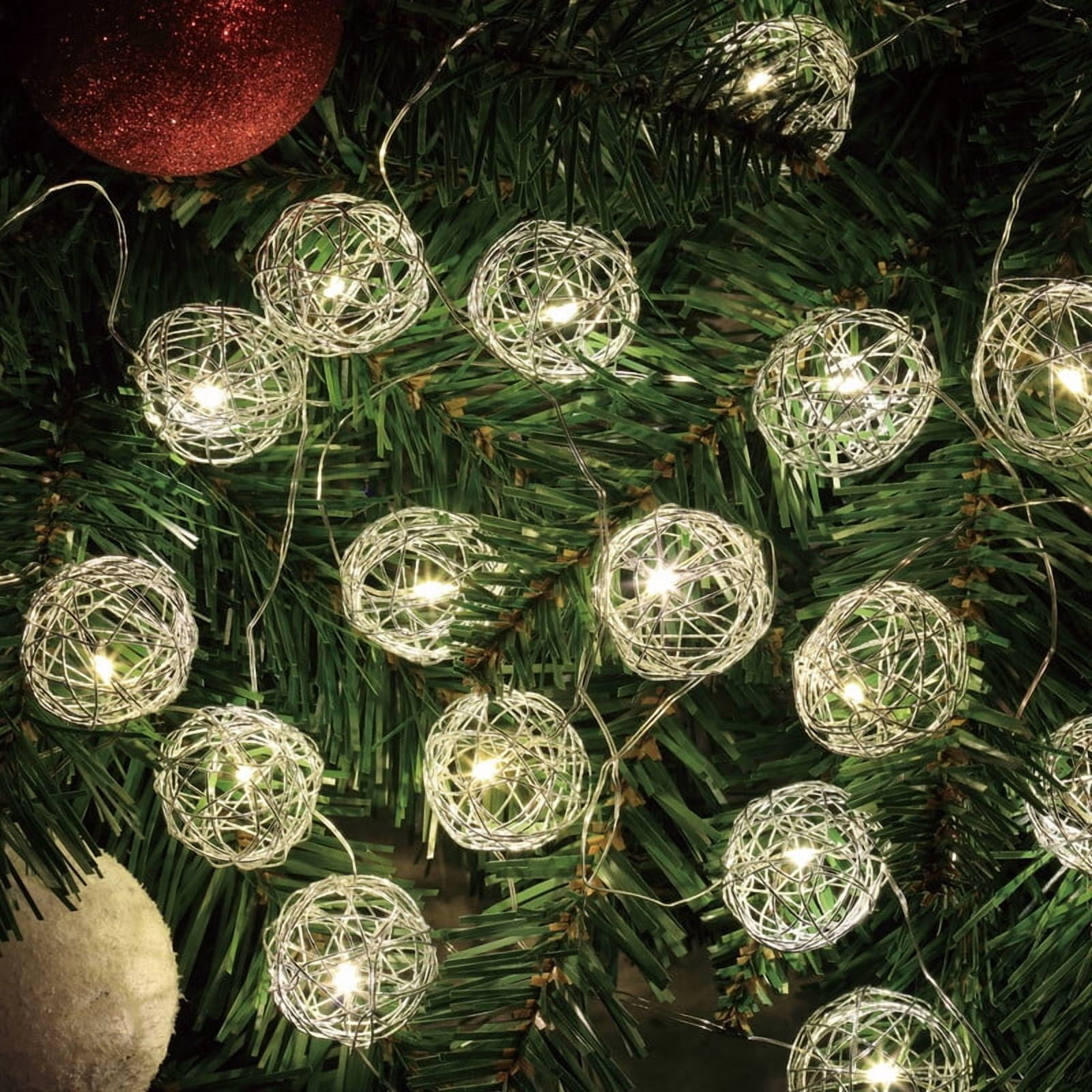 HOLIDAY TIME PL BO LED Silver Wire Ball String Lights – Festive Glow for Every Occasion