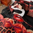 thumbnail image 4 of jejeloiu Red Leopard Pattern 7-Piece Twin Bedding Sets,Cartoon Bowknot Ribbon Bedding Comforter Set For Cheetah Lover Reversible, 4 of 8