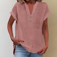 thumbnail image 2 of Womens Shirts Fashion Casual V Neck Button Short Sleeve T Shirt on Sale, 2 of 6