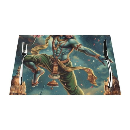 

Chinese style art drawing PVC meal mat dining table mat PVC washable woven vinyl meal mat Insulation top meal mat Table mat Natural color