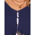 thumbnail image 5 of INSPIRE CHIC Long Sleeve Shrug for Women's Buttons Ruffle V Neck Sweater Cardigan M Dark Blue, 5 of 6
