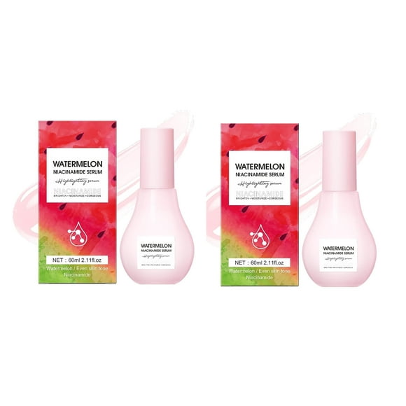 Watermelon Glow Niacinamide Dew Drops Highlighting Serum - Brighten, Moisturize, and Lightweight Facial Serum & Priming Liquid Highlighter 2pcs