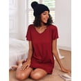 thumbnail image 2 of Ekouaer 2 Pack Nightgowns for Women Flare Short Sleeve Sleepshirt V Neck Sleepwear Pajama Dress, 2 of 3