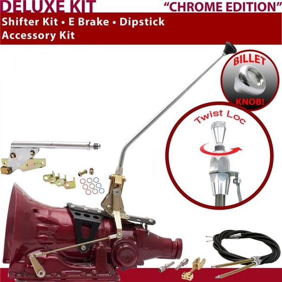 American Shifter C4 Shifter Kit Chrome 16 in. E Brake Cable Dipstick for F828B