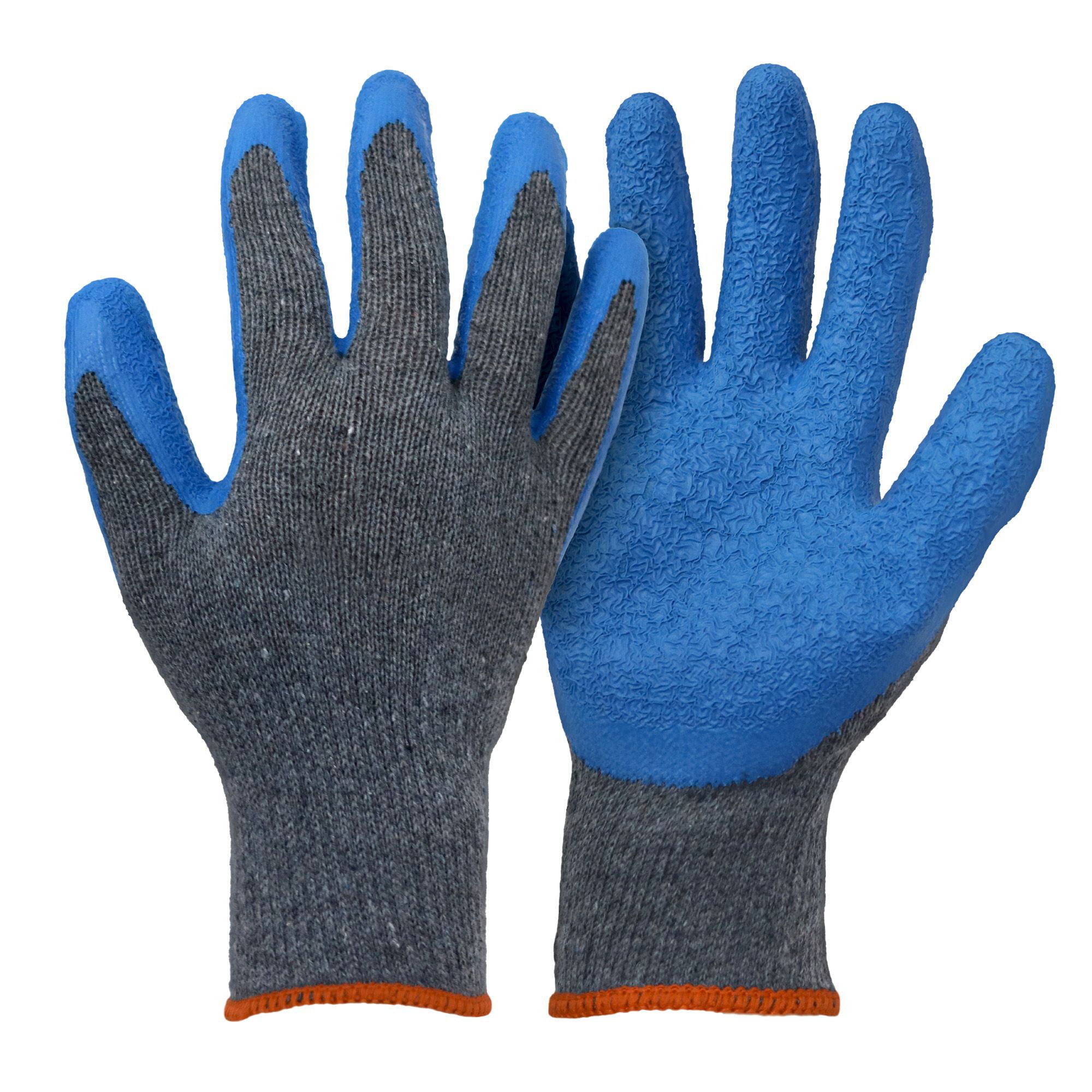 12 24 PAIRS LATEX COATED BUILDERS SAFETY GRIP WORK GLOVES MENS RUBBER GARDENING 