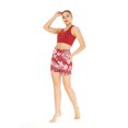 thumbnail image 3 of Women's Athletic Sportswear Solid Bra Top and Patterned Bike Shorts Set in Lotus and Orchid Red Medium, 3 of 5