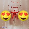 thumbnail image 3 of PMU Smiley Face Balloons 9 inch Pre-Inflated Emoji Smile Balloon with Stick and Fringe Ribbons Smiley Happy Face Decoration for Birthday Wedding Anniversary Bachelorette (Heart Shaped Eyes), 3 of 6