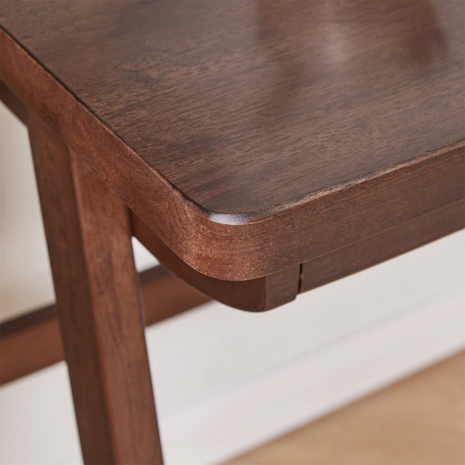 Hommoo Solid Rubberwood Writing Desk with Drawer, Home Office Desk, A-Frame Study Table for Students & Adults, Eco-Friendly Wooden Computer Desk, Walnut