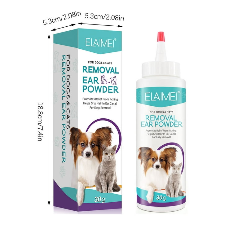 Pet Plucking Ear Powder for Dogs & Cats | Ear Hair Removal | Cleans Odor & Earwax | Scented Dry Powder for Ear Canal Deodorization | Treats Itching & Otitis | 1-Pack