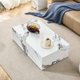 thumbnail image 6 of Faux Marble Coffee Table, Rectangle MDF Sofa Side Table for Living Room, Coffee Table Tea Table Center Table for Home, TV Table (Coffee Table - White), 6 of 8