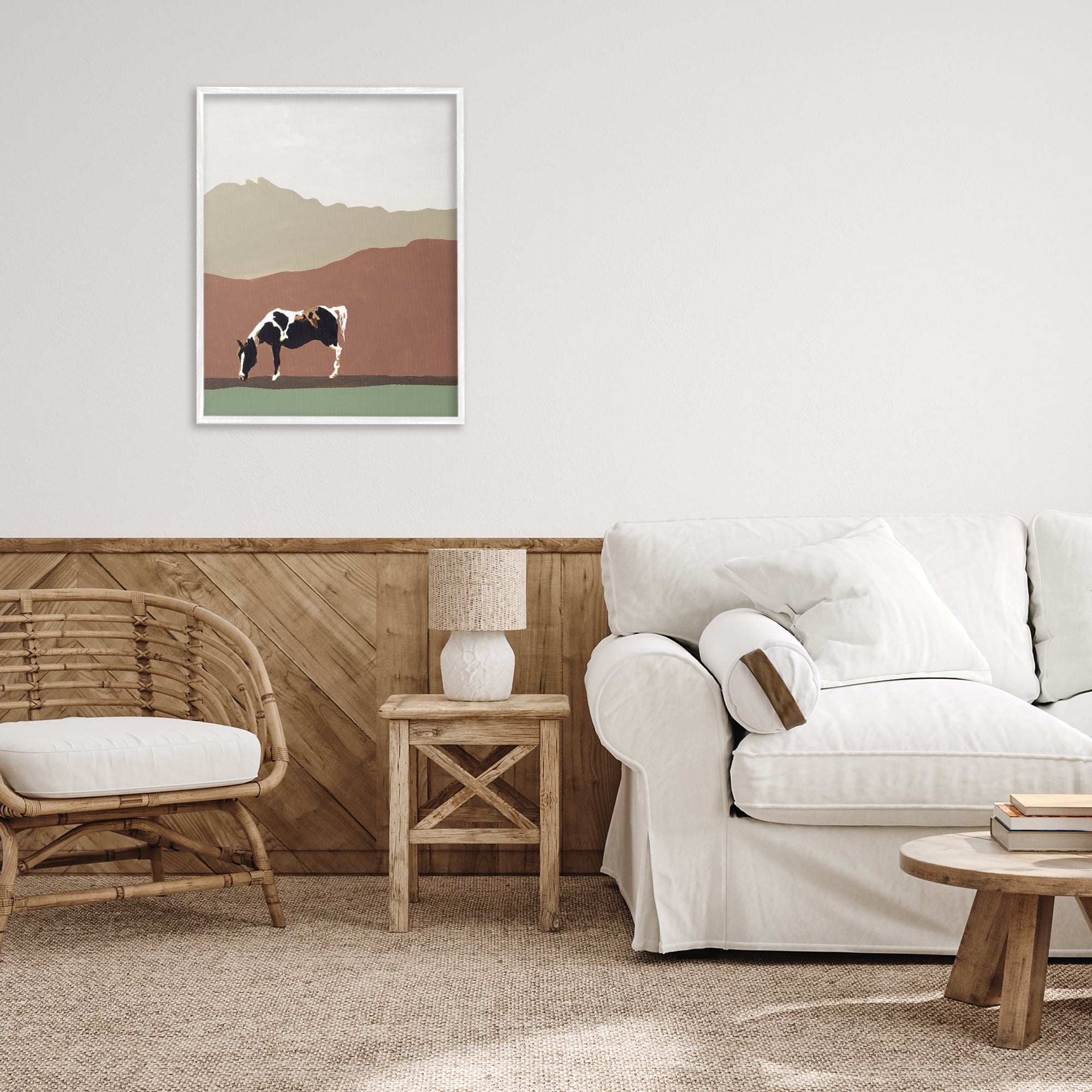 Stupell Industries Modern Mountains Horse White Framed Giclee Art, design by Patricia Pinto
