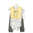 thumbnail image 2 of Hudson Baby Infant Boy Cotton Bodysuit, Pant and Bib Set, Construction Work, Newborn, 2 of 5