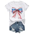 thumbnail image 4 of Tops Cortos para las Mujeres, Cuello Redondo de Manga Corta Impresa Por el Arco Del Día de la Independencia Hecha de 95% Poliéster 5% Spandex para Primavera Verano, Primavera de las Mujeres, 4 of 4