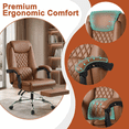 thumbnail image 3 of Homall Home Office Chair Adjustable Executive Leather Chair With Arms Ergonomic High Back Cushion Lumbar Back Support Computer Desk Chair,Brown, 3 of 5