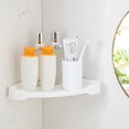 thumbnail image 1 of Bathroom Corner Shelf Storage Rack, No-Drill Peel and Stick Adhesive Triangular Caddy for Shower, White Plastic, 1-Piece, Waterproof, Draining Design, 1 of 6