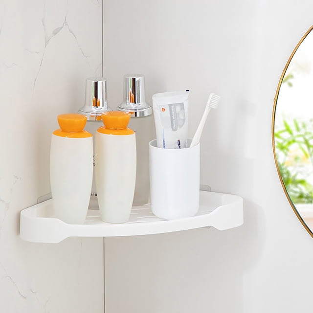 Estante esquinero para baño sin taladro – Organizador de ducha adhesivo de pared con forma de triángulo para inodoro, bañera, lavabo y cocina.