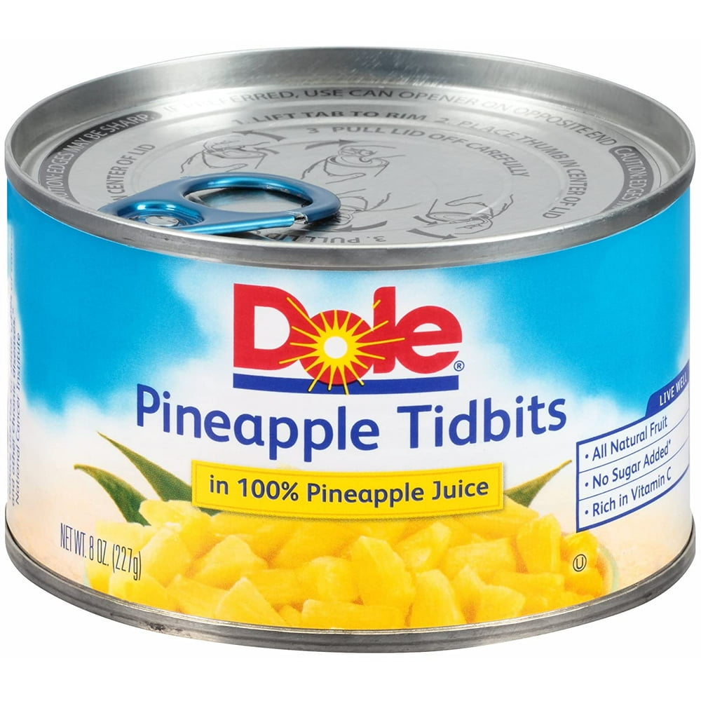 Dole Pineapple Tidbits In 100 Juice, 8 Ounce Cans (Pack Of 12
