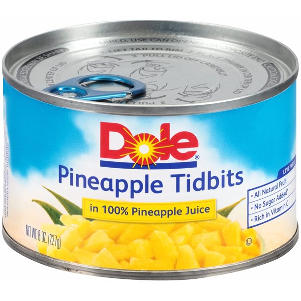 Dole Pineapple Tidbits In 100 Juice, 8 Ounce Cans (Pack Of 12