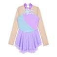 thumbnail image 3 of TiaoBug Kids Girls Sequins Ice Skating Dress Long Sleeve Mesh Splice Skirts Ballerina Dancewear Light Purple 8, 3 of 5