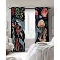 thumbnail image 4 of Black Grey Shark Coastal Blackout Curtains for Bedroom Living Room Darkening Curtains 84 Inch Length 2 Panels Set Nautical Beach Ocean Coral Window Curtain Window Treatment Grommet Drapes 52"x84", 4 of 9