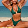 thumbnail image 4 of HOMBOM Womens Swimsuit Bikini Triangle Swimwear Floral Green High Cut Two Piece Bathing Suit for Women Pool, 4 of 6