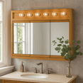 thumbnail image 3 of Design House Richland 48 Inch Tri-View Bathroom Medicine Cabinet with 6-Light and Nutmeg Oak Finish, 3 of 22