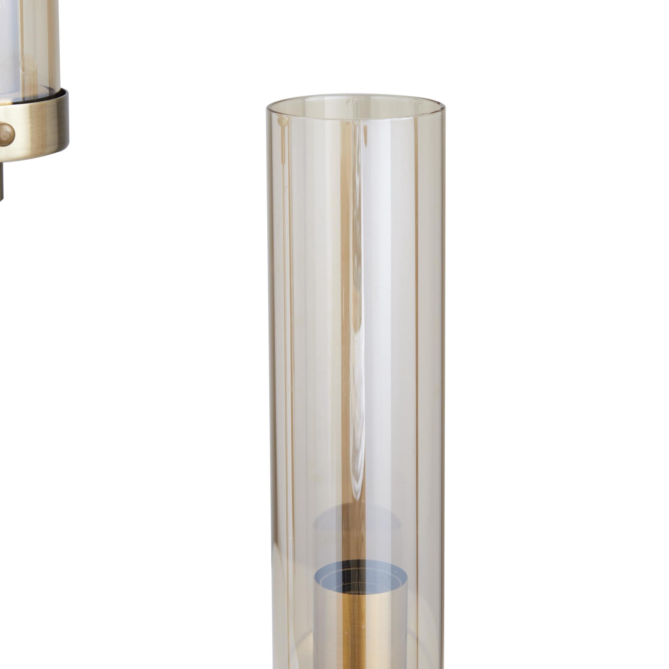 DecMode 33" 2 Light Tall Gold Accent Lamp with Clear Glass Shade