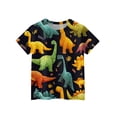 thumbnail image 2 of Abcomgle Girls Shirts Size 7-8 Crewneck Cat Floral Print Tshirt Short Sleeve Girls Shirts Summer Casual Cotton Tops,Saffron,12-13Years, 2 of 4