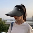thumbnail image 5 of Sombrero de paja con visera para el sol para mujer, de ala ancha, con protección UV para verano, para playa, plegable, estilo coreano, 5 of 5