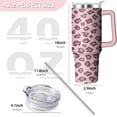 thumbnail image 3 of 40oz Tumbler with Handle and Straw, Stainless Steel Insulated Travel Mug, Leak Proof Lid Straw Cover, Reusable Cold Hot Drinkware for Adults, Dishwasher Safe Coffee Cup, Leopard Print, 3 of 6
