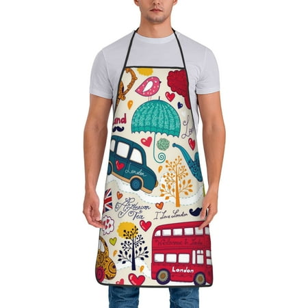 

Gaeub London Symbols Print Apron for Men and Women Waterproof Apron for Cooking Dishwashing Lab Butcher Dog Grooming