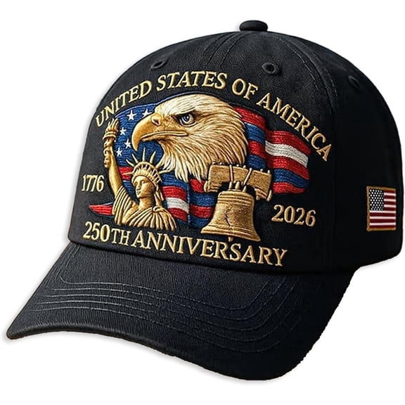 United States 250 Th Red Cap, Trendy 2d Cross Eagle Print U.S. Baseball Cap, Adjustable Retro Embroidered Hat, All-Season Wear For Men Women Gifts