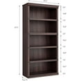 thumbnail image 3 of Historyli Estantería de 5 Niveles, Librería Estilo Rústico, Estante Alto de 67.4" (171 cm) con Almacenamiento, Estantes de Madera para Sala de Estar, Oficina en Casa, Cerezo Oscuro, 3 of 6