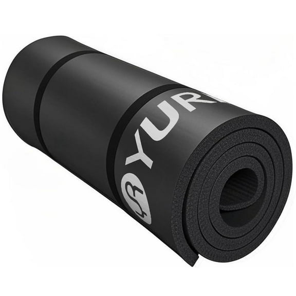 YR Yoga Mat Thick 15mm Hi-Density NBR Foam Pilates Exercise Mats for Home Gym Floor, Black W/ Bag