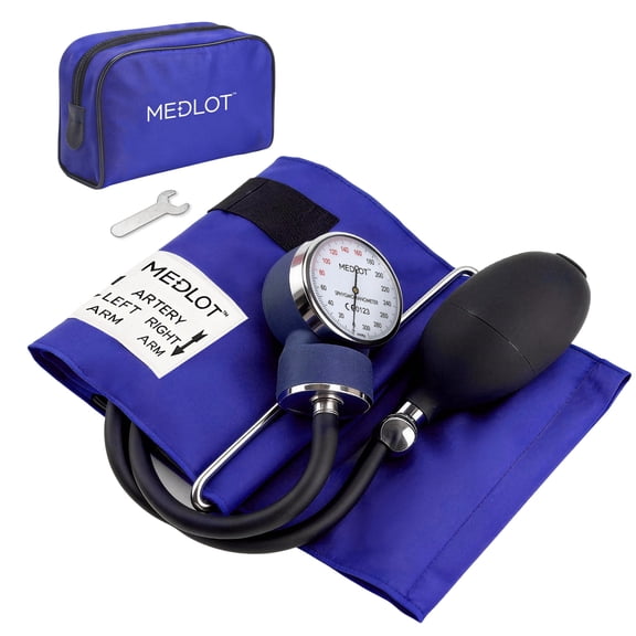 LotFancy Blood Pressure Monitor Cuff Manual with D-Ring, BP Cuff 10"-16", Standard Adult Size, Blue