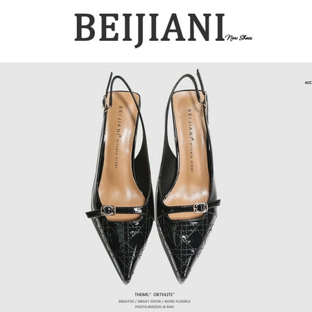 

closed toe sandals women‘s pointed stiletto heel high heels patent leather sheepskin niche back strap New