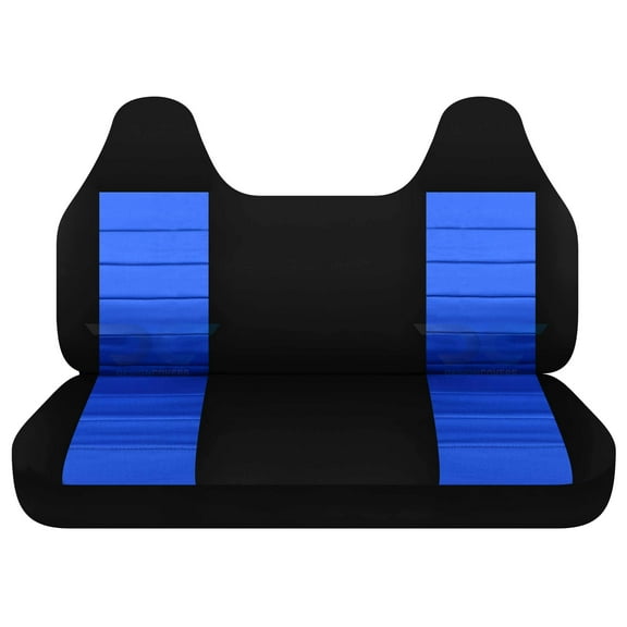 Fits 1992-1998 Ford F-150 Velour Seat Covers Solid Bench w Molded Headrests:Black Blue