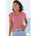 thumbnail image 2 of LASCANA Women's 2 Pack Waffle Knit Tops Buttons, 2 of 6