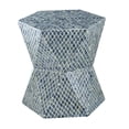 thumbnail image 2 of GZXS Blue Hexagon Garden Stool Accent End Table with Capiz Inlay, 19" Decorative Side Table for Indoor & Outdoor Use, No Assembly, 2 of 10