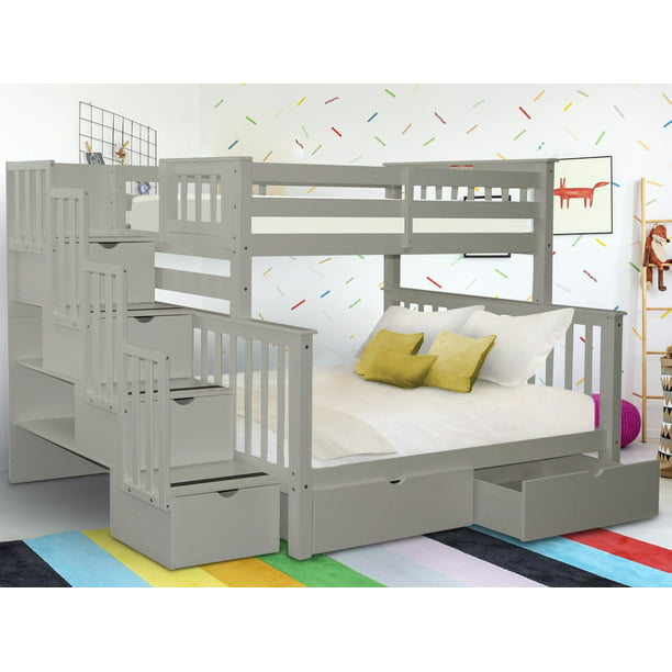 Bedz King Stairway Bunk Bed Twin Over, Under Bed Drawers King