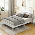 thumbnail image 4 of Costway Full Size Bed Frame Platform Slat High Headboard Bedroom Rubber Wood Leg White, 4 of 10
