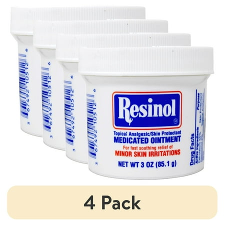 (4 pack) Resinol Medicated Ointment For Itch Relief And Protection Of Skin Rashes and Irritations, 3 Ounce Jar