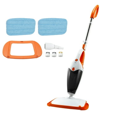 SKYSHALO Steam Mop 5-in-1 with 400ml (14.5oz) Water Tank 1200W Hardwood Floor Cleaner with 4 Replaceable Brush Heads and 2 Pads