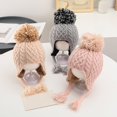 thumbnail image 3 of Newborn Baby Hat Windproof Solid Color High Elasticity Ultra-Thick Ear Protection Winter Warm Infant Knitted Beanie, 3 of 10