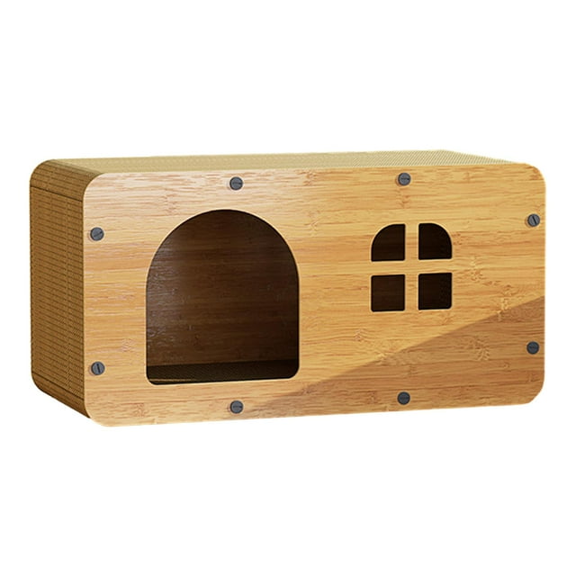 Nido para Dormir de Casa de Cartón para Rascar Gatos, Protección de Muebles de Material Reciclable Multifuncional para Decoración Del Hogar 55x29x28cm