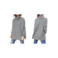 thumbnail image 2 of Suéteres de Cuello Alto de Gran Tamaño para Mujer, Larga de Murciélago, Dobladillo Abierto, Túnica, Suéter de Punto, Tops Gris XXL, 2 of 5